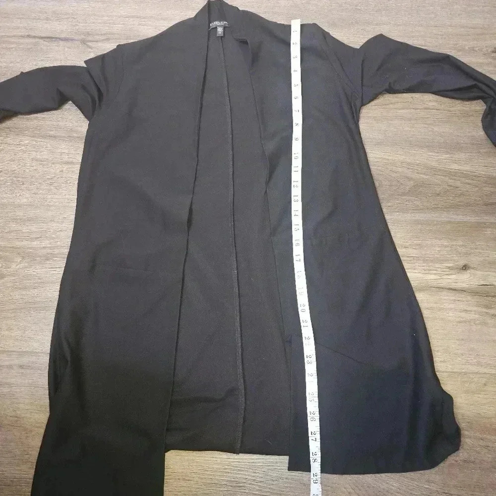 Eileen Fisher High Collared Open Viscoe Black Blazer, Pockets PP(DOUBLE PETITE) - Picture 8 of 11